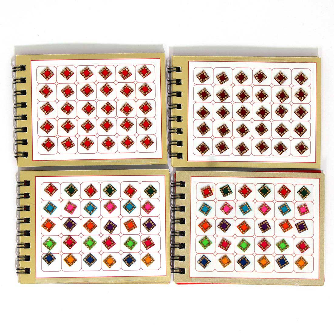 Assorted Color Velvet Stone 12 Bindi Booklet For Women & Girls- Total Bindi Count- 1440 (BND157CMB)