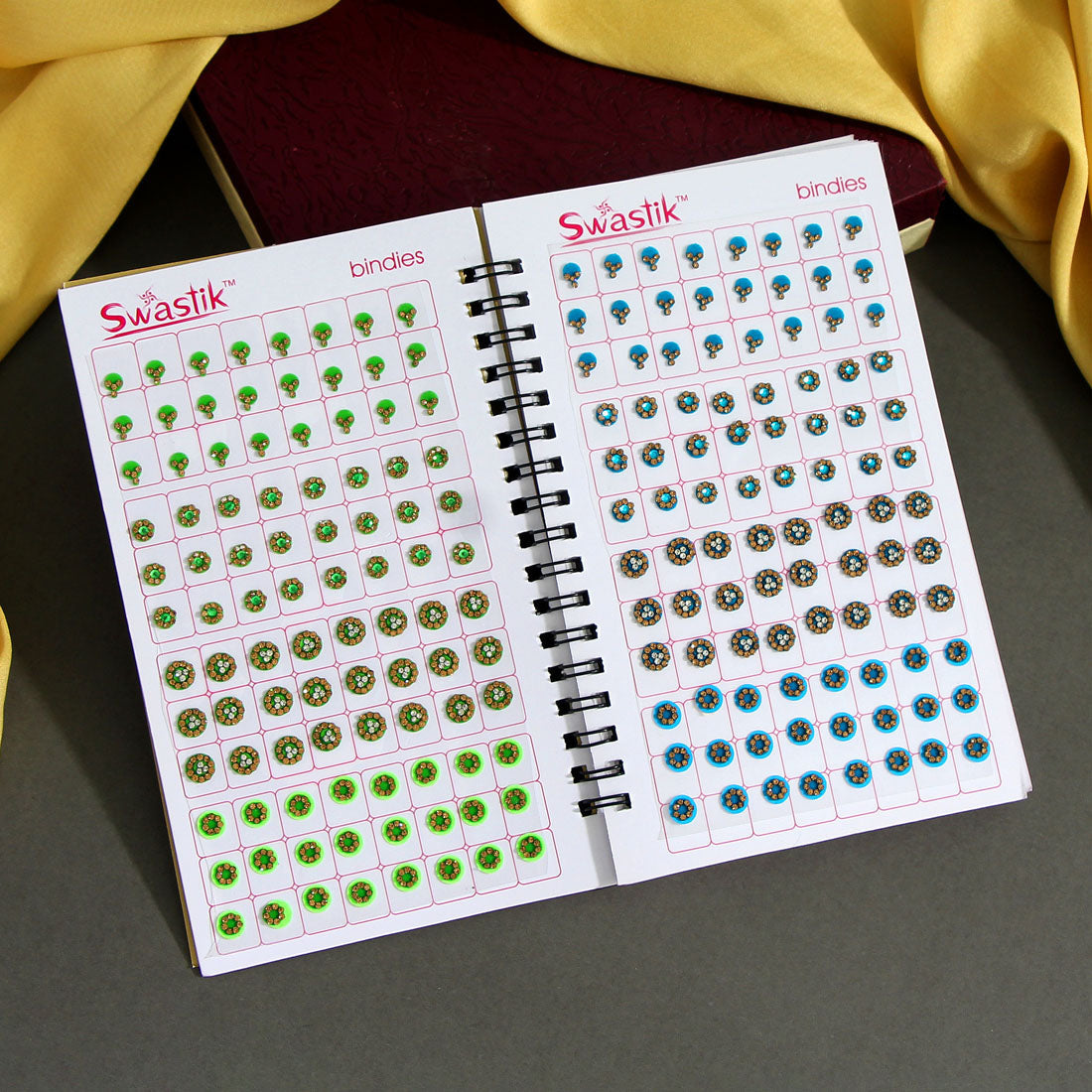 Assorted Color Velvet Bindi Book For Women & Girls- Total Pieces- 960 (BND186CMB)