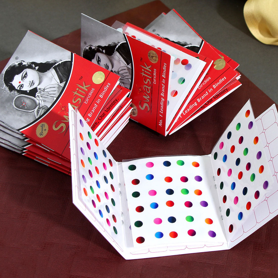 Assorted Color Velvet 12 Bindi Booklet For Women & Girls- Total Bindi Count- 1440 (BND193CMB)