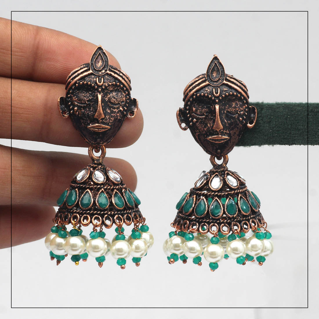 Green Color Copper Earrings (CPE101GRN)
