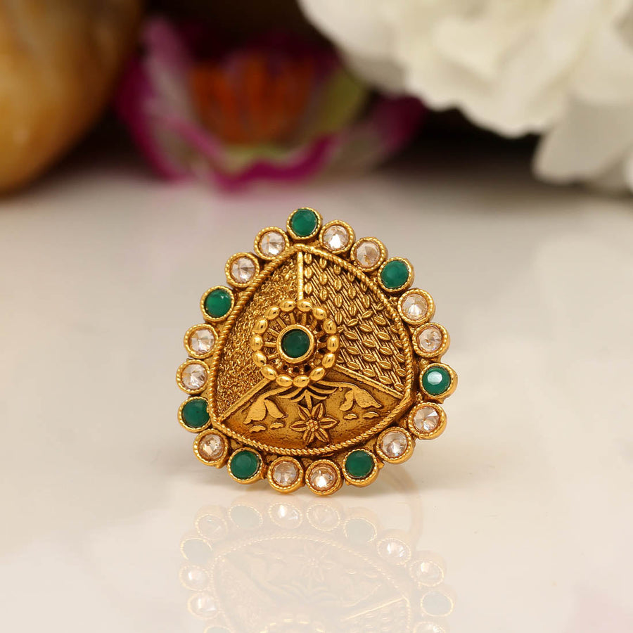 Green Color Copper Finger Ring (CPR104GRN)