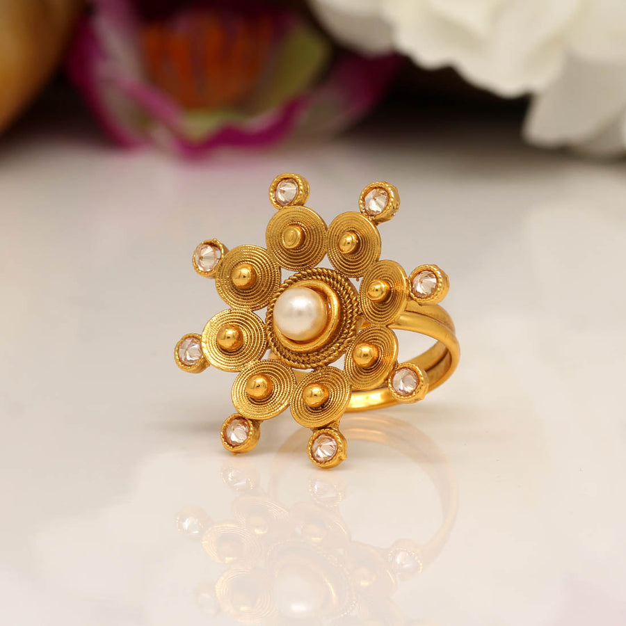 Gold Color Copper Finger Ring (CPR110GLD)