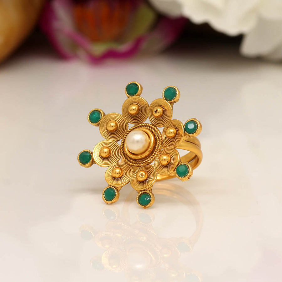 Green Color Copper Finger Ring (CPR110GRN)