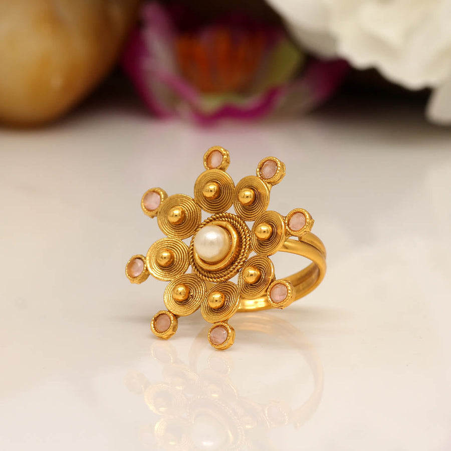 Pink Color Copper Finger Ring (CPR110PNK)