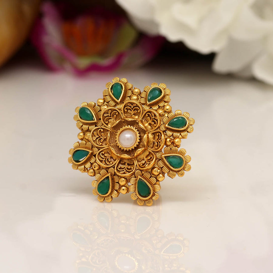 Green Color Copper Finger Ring (CPR111GRN)