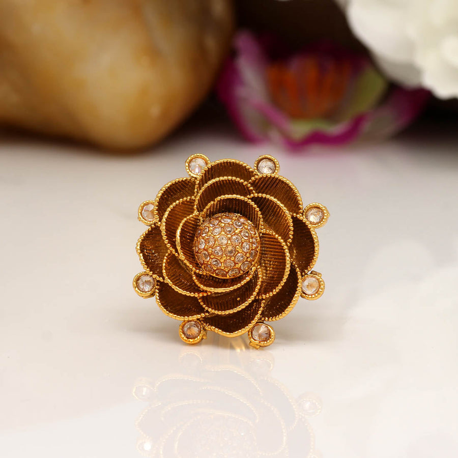 Gold Color Copper Finger Ring (CPR112GLD)