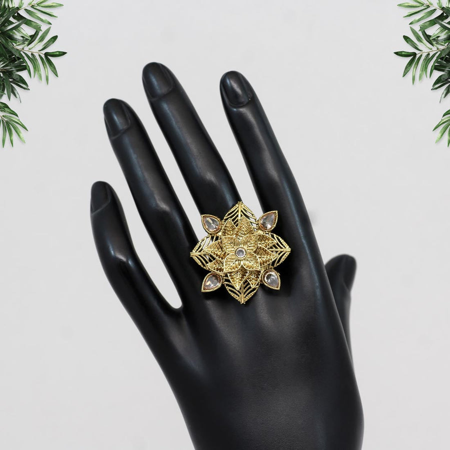 Gold Color Copper Finger Ring (CPR132GLD)