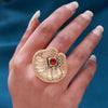 Rani & Green Color Copper Finger Ring (CPR179RNIGRN)
