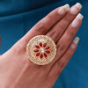 Maroon & Firozi Color Copper Finger Ring (CPR180MRNFRZ)
