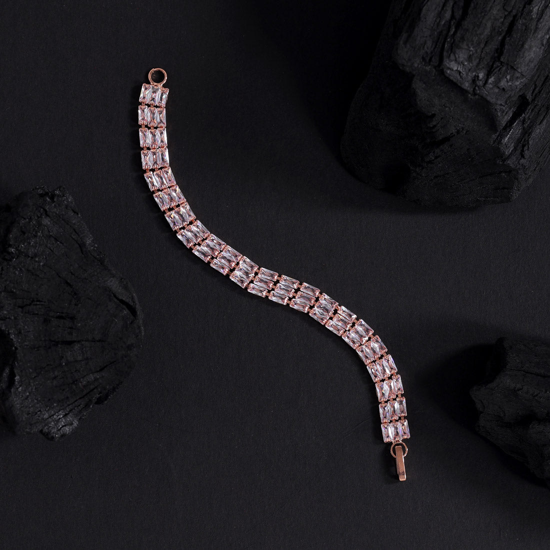 White Color Rose Gold Rhinestone Bracelet (CRTB228WHT)