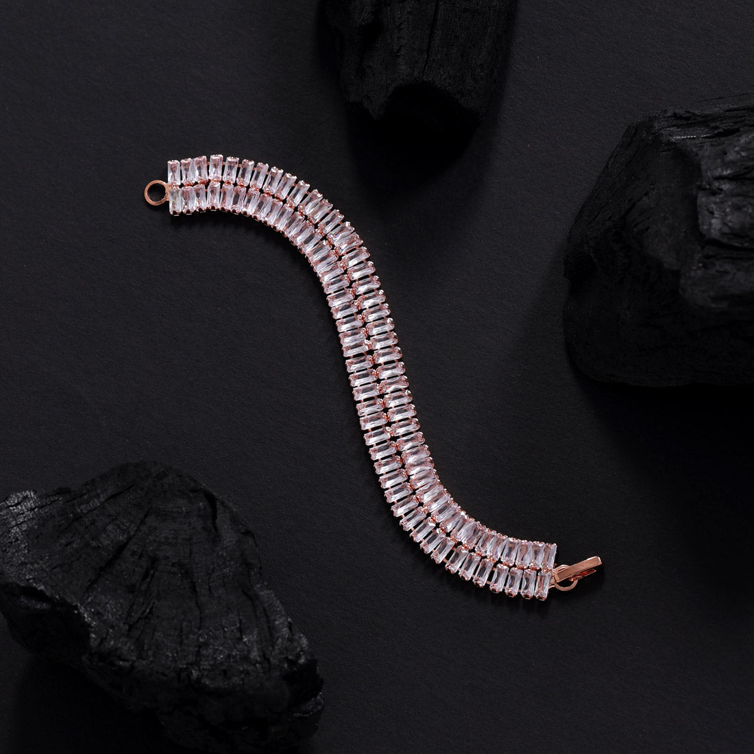 White Color Rose Gold Rhinestone Bracelet (CRTB230WHT)