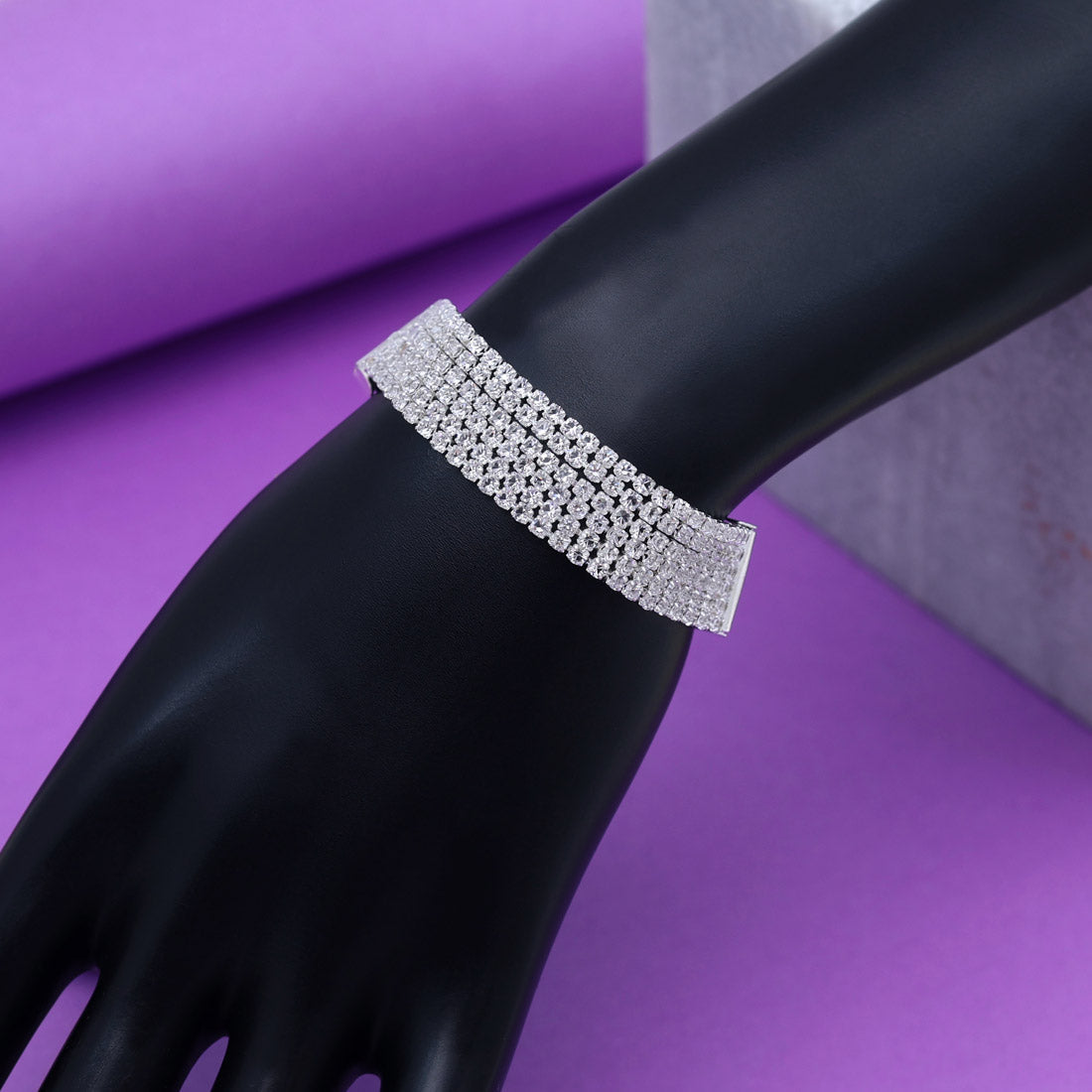 Silver Color Rhinestone Bracelet (CRTB235SLV)