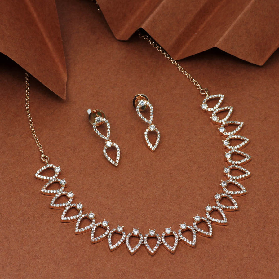 Gold Color American Diamond Necklaces Set (CZN317GLD)