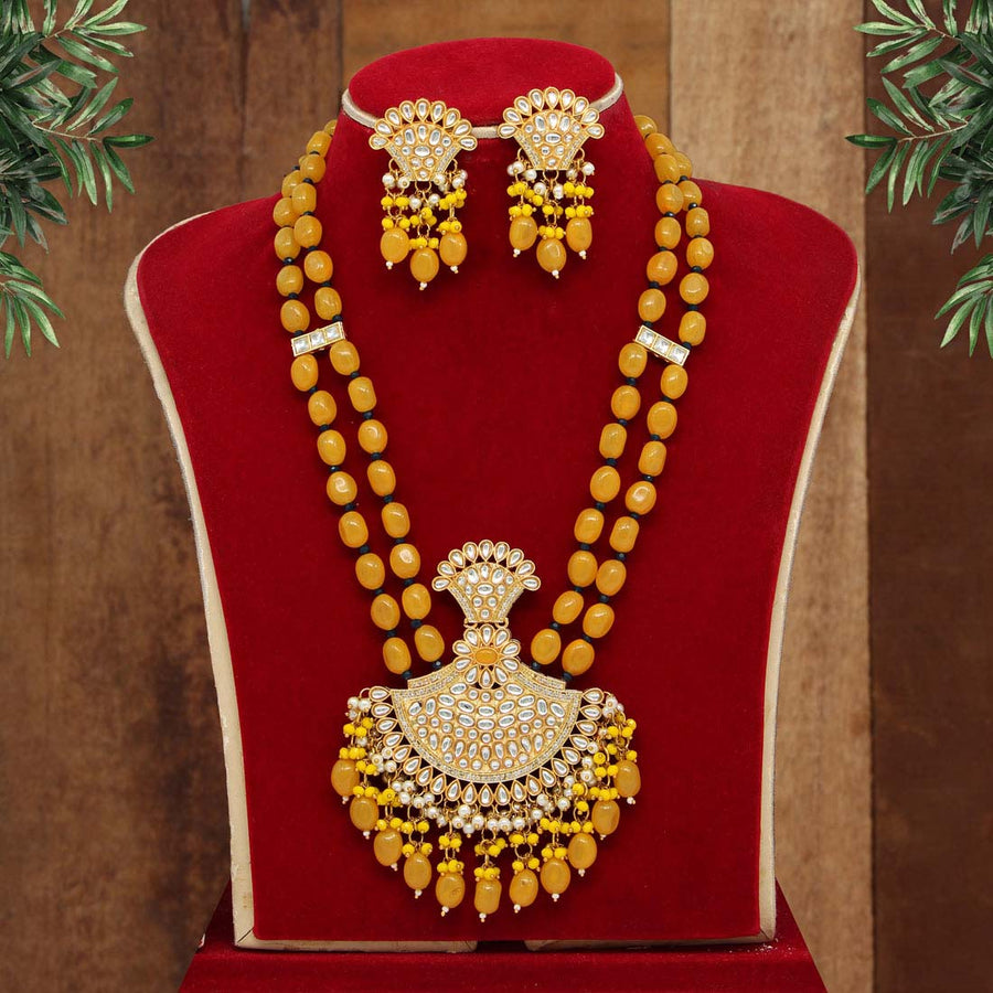 Yellow Color American Diamond Necklaces Set (CZN468YLW)