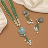Pista Green Color American Diamond Necklace Set (CZN890PGRN)