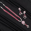 Pink Color American Diamond Necklace Set (CZN890PNK)