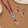 Magenta Color American Diamond Necklace Set (CZN893MNT)