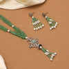 Pista Green Color American Diamond Necklace Set (CZN895PGRN)