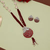 Maroon Color American Diamond Necklace Set (CZN897MRN)