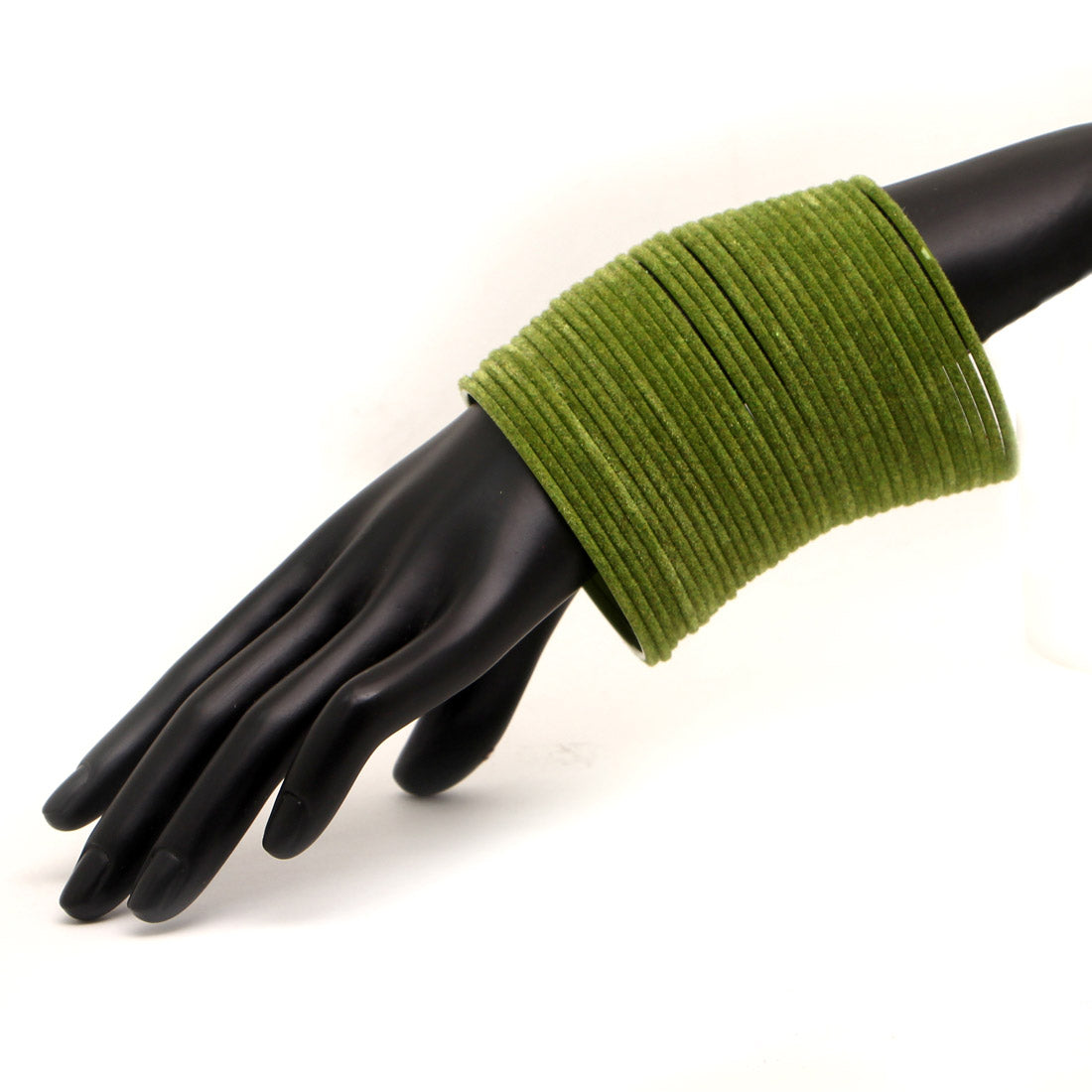 Mehendi Green Color 4 Set Of Velvet Fashion Bangles Combo Size(2 Set Of 2.6, 2 Set Of 2.8) FB120CMB