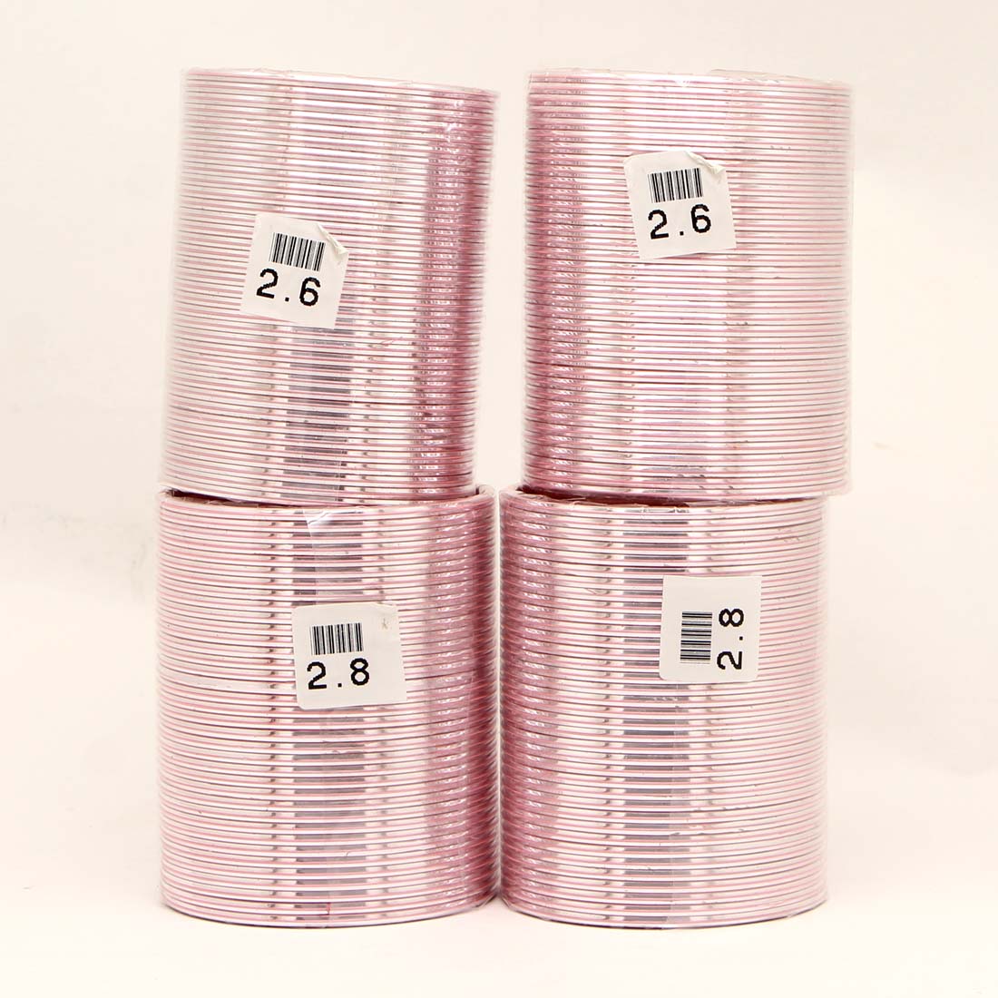 Light Pink Color 4 Set Of Fashion Bangles Combo Size(2 Set Of 2.6, 2 Set Of 2.8) FB147CMB
