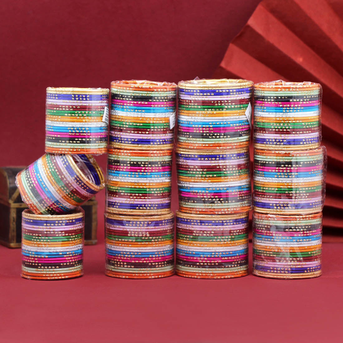 Multi Color 12 Set Of Kids Bangles Combo Size: (3 Set Of 1.10, 3 Set Of 1.14, 3 Set Of 2.0, 3 Set Of 2.2) (FB231CMB)
