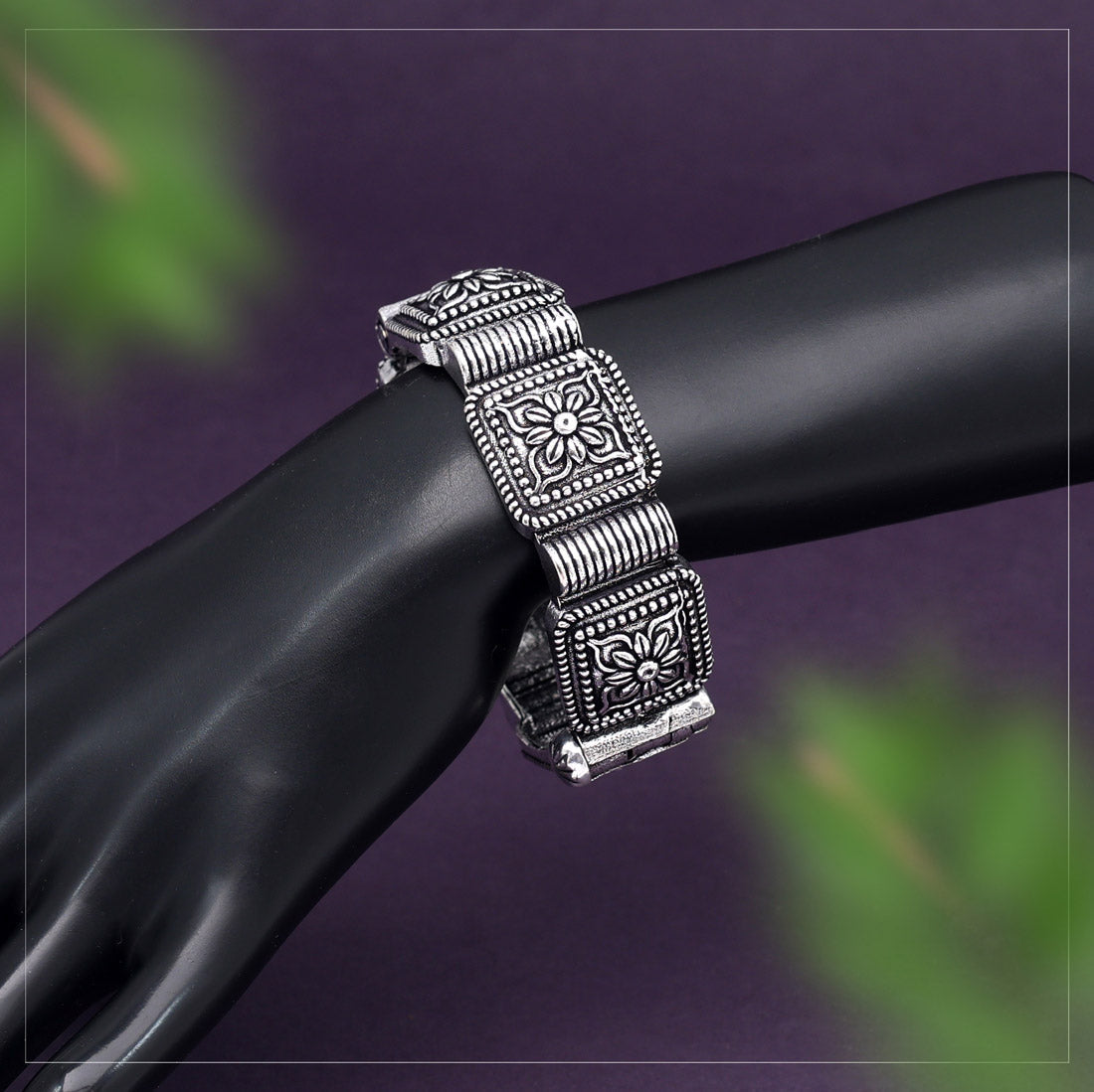 Silver Color Oxidised Bracelet (GSB342SLV)