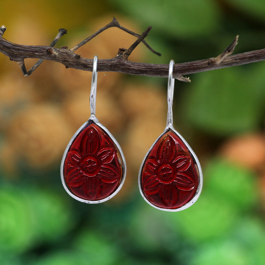 Red Color Oxidised Earrings (GSE2154RED)