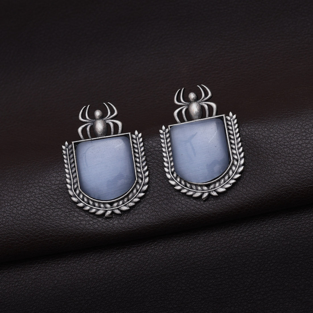 Gray Color Monalisa Stone Oxidised Earrings (GSE2830GRY)