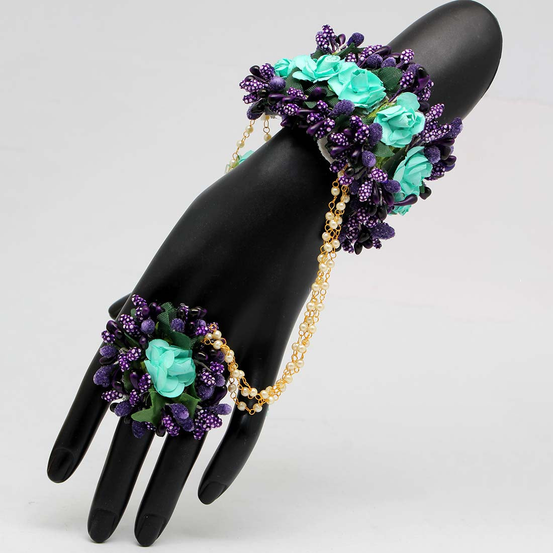 Blue Color Rose Floral Hathphool (HF120BLU)