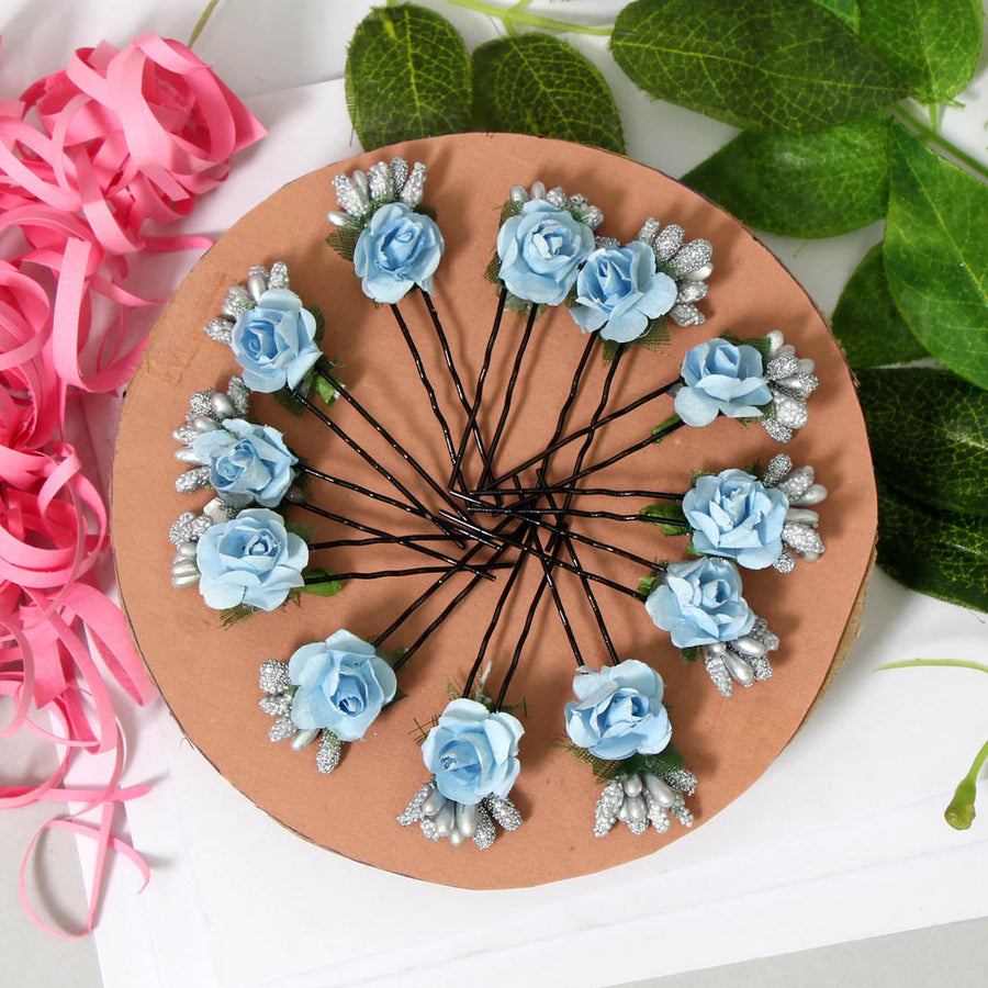 Sky Blue Color 12 Pieces Hair Pin (HRPCMB194)