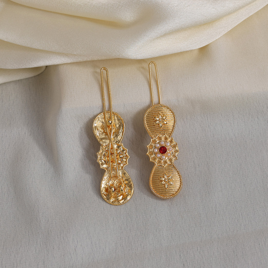 Maroon Color 5 Pieces Gold Plated Hair Pin (HRPCMB229)