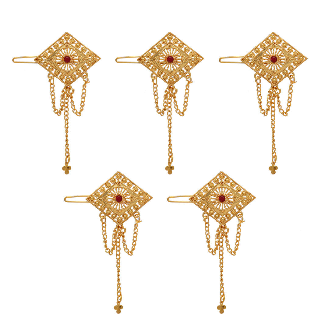Gold Color 5 Pieces Gold Plated Hair Pin (HRPCMB234)