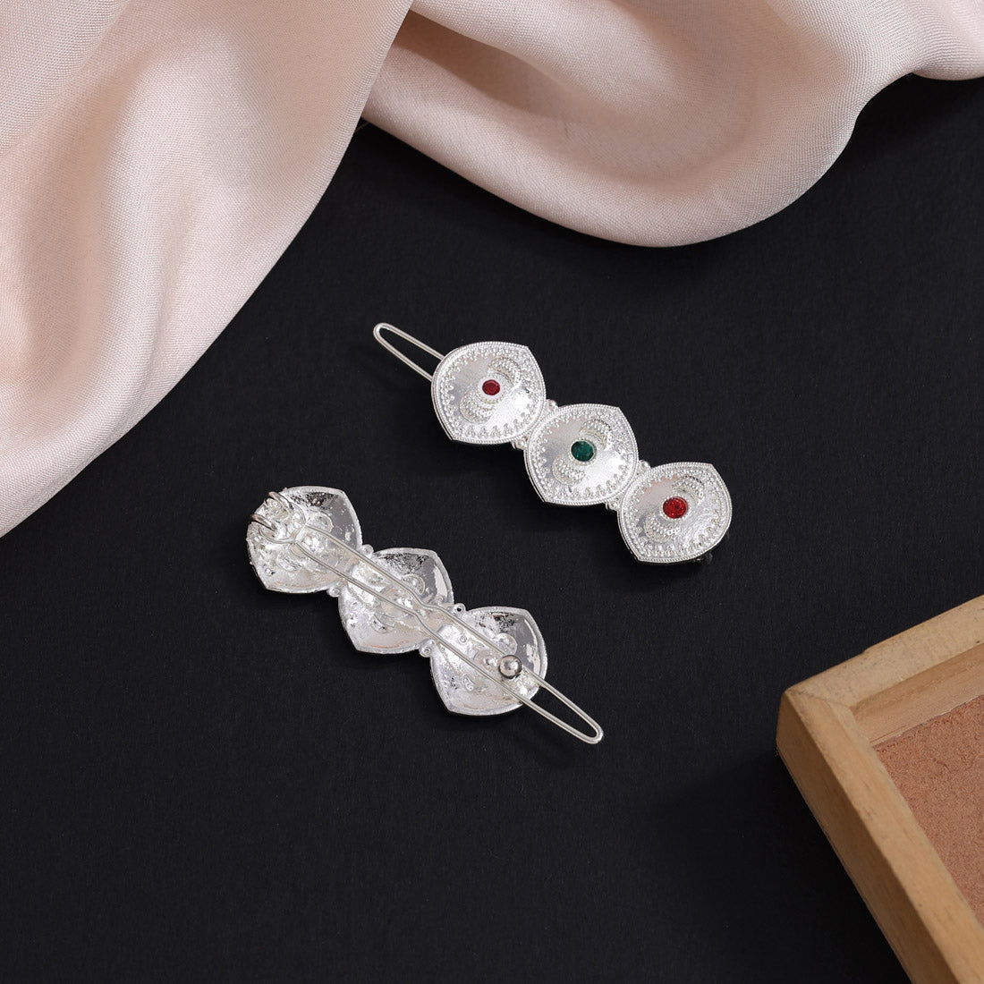 Maroon & Green Color 8 Pieces Hair Pin (HRPCMB239)