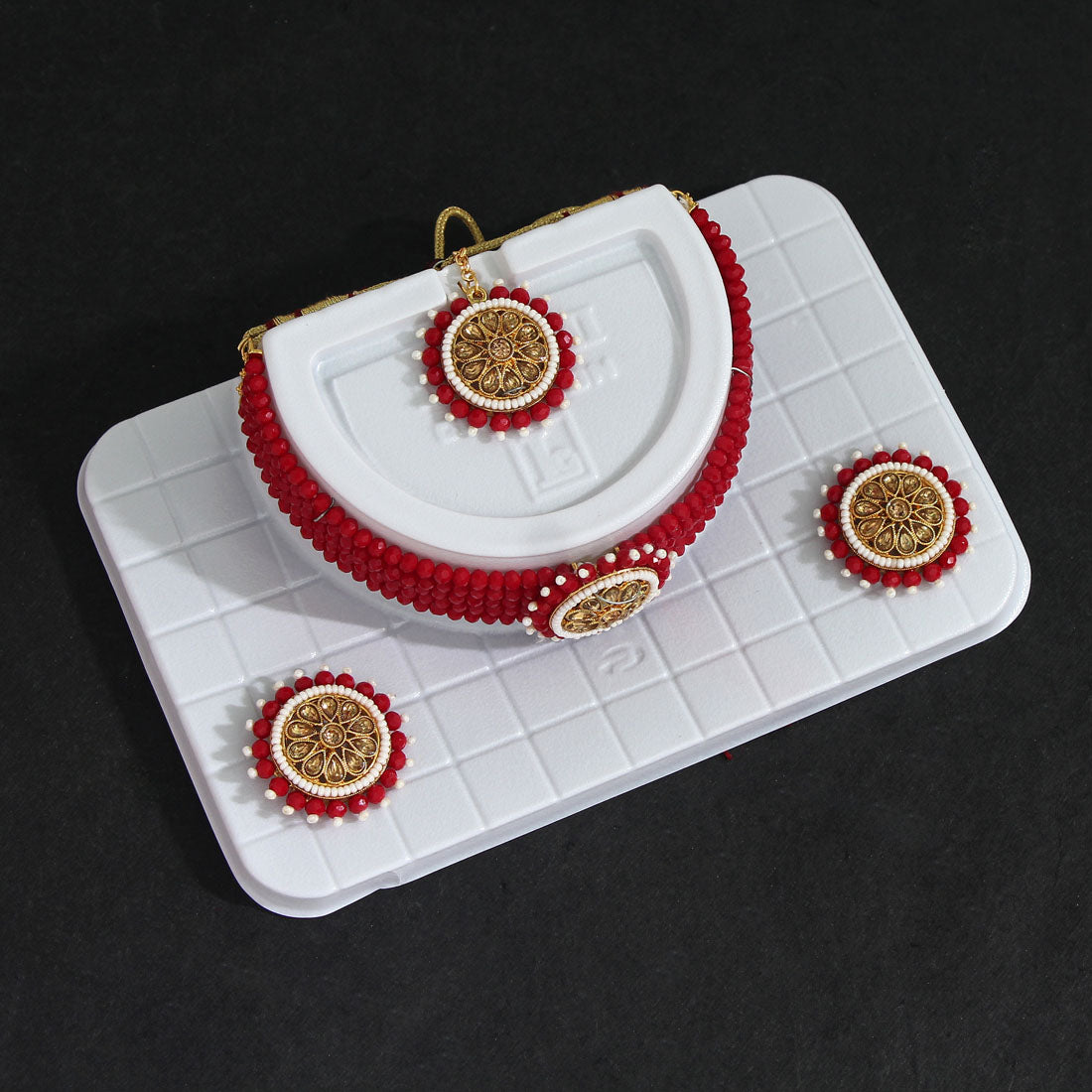White Color 5 Pieces Of Choker Necklace Neck Dummy Jewellery Raw Material (JRM126WHT)