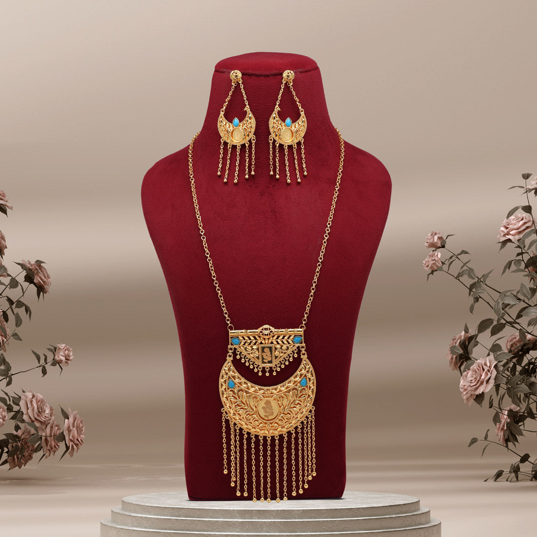 Firozi Color Gold Plated Necklace Set (KBSN1177FRZ)