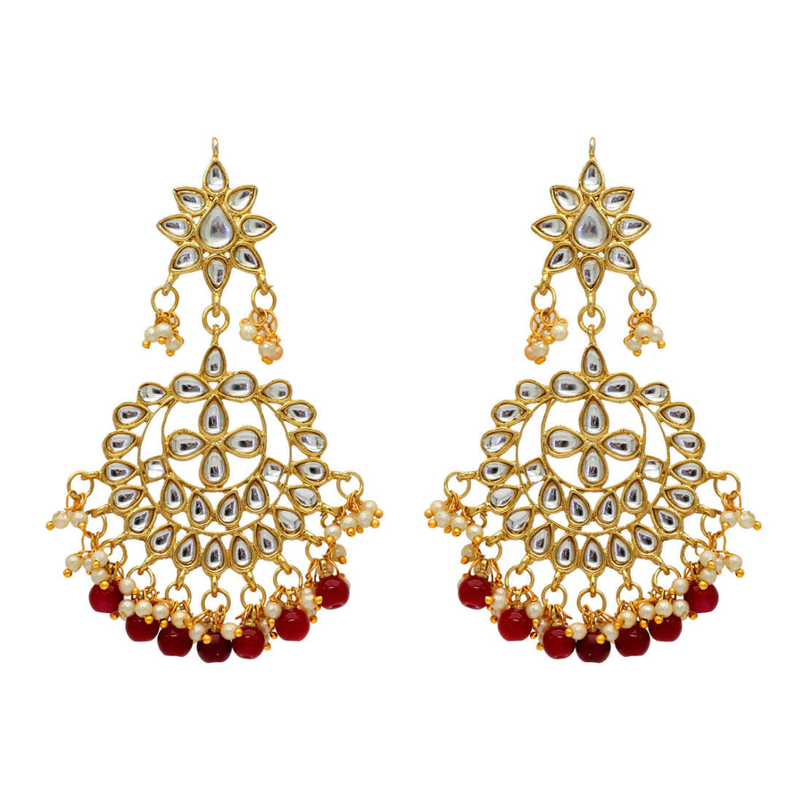 Maroon Color Imitation & Kundan Earrings (KDE35MRN)