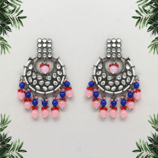 Pink Color Kundan Earrings (KDE425PNK)