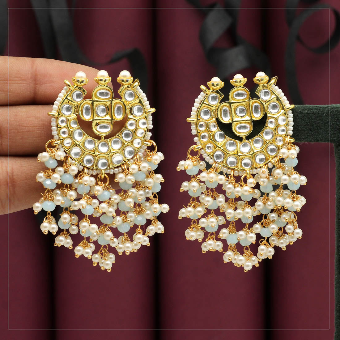 Kundan hot sale big earrings