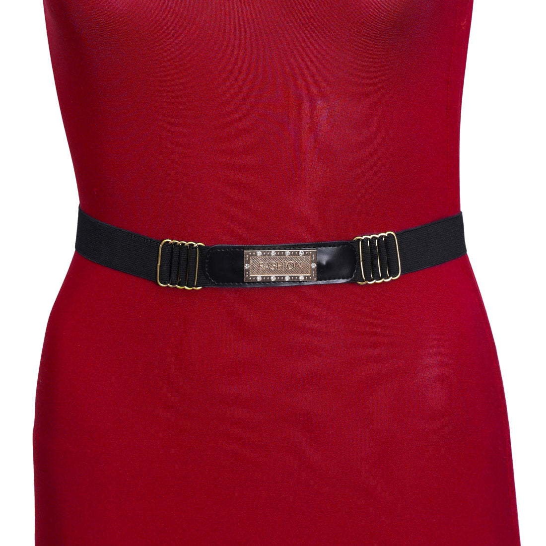 Gold & Black Color Kamarband Elastic Waist Belt For Women//Girls (KMBND494GLD)