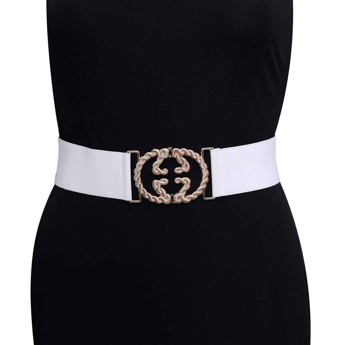 White Color Kamarband Elastic Waist Belt For Women//Girls (KMBND499WHT)