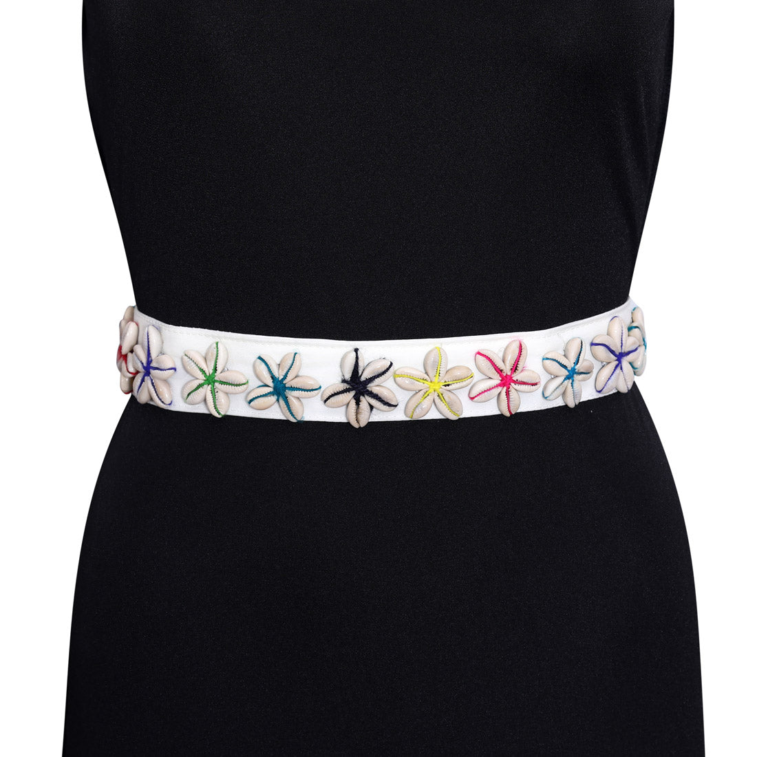 White Color Kamarband Elastic Waist Belt For Women//Girls (KMBND500WHT)