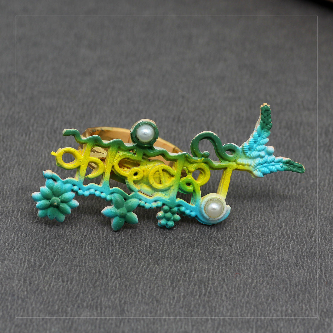Multi Color Mint Meena Finger Ring For Women (KMR516MLT)