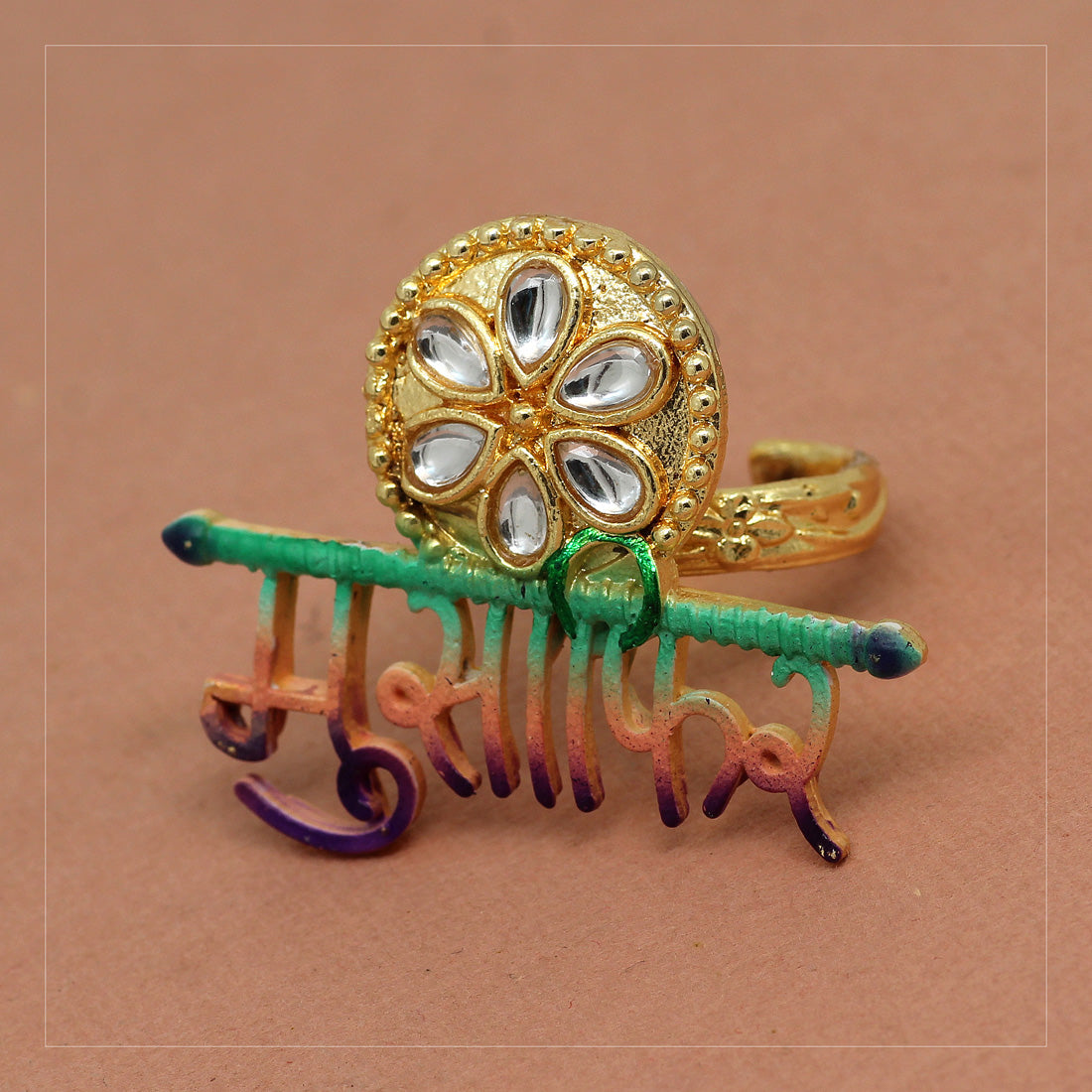 Multi Color Mint Meena Finger Ring For Women (KMR563MLT)