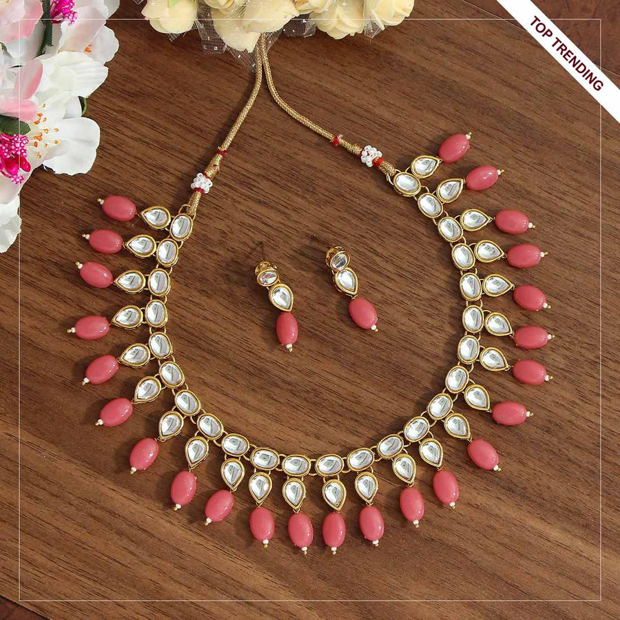 Magenta Color Kundan Necklace Set (KN1000MNT)