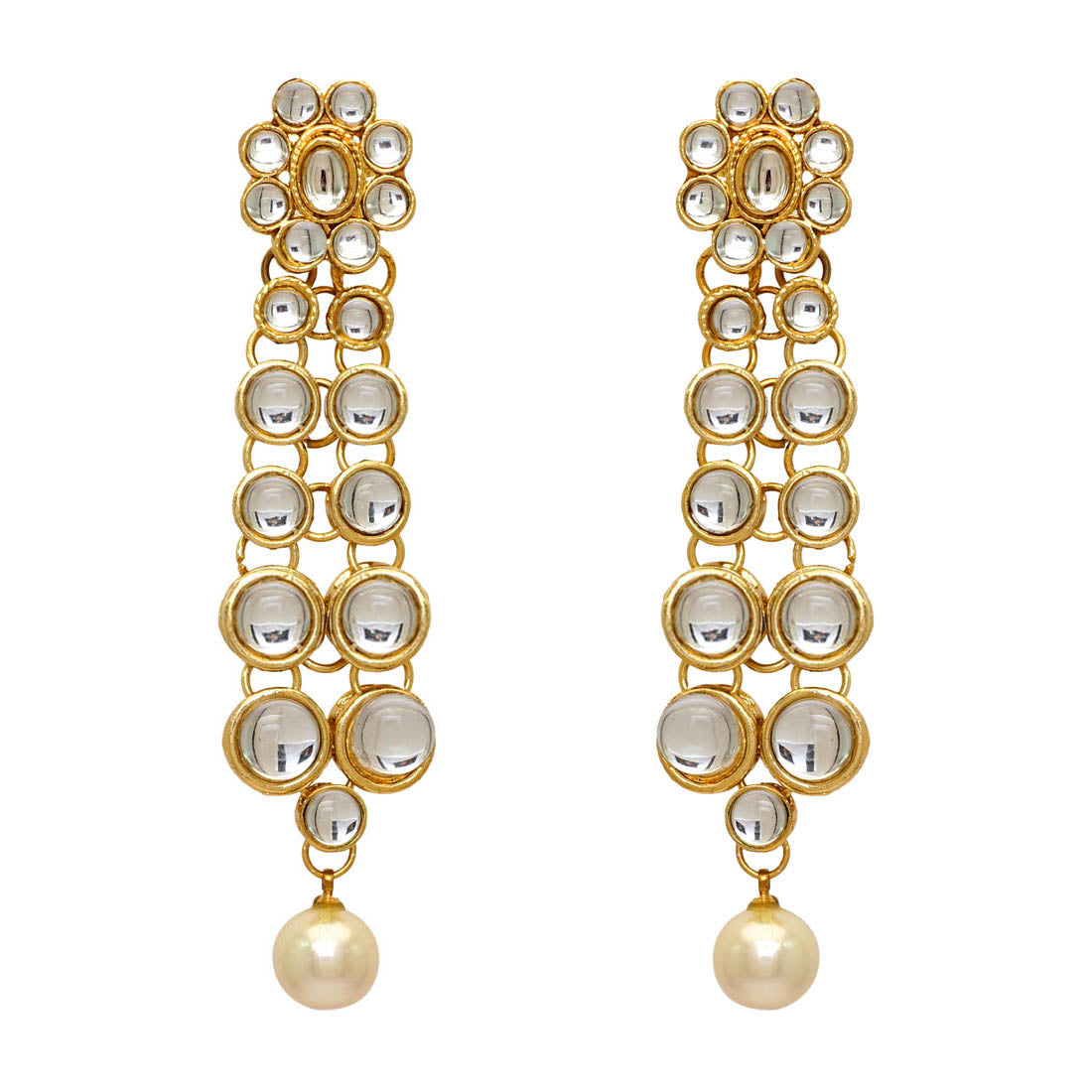 White Color Imitation Pearl Kundan Necklace With Earring (KN101WHT)