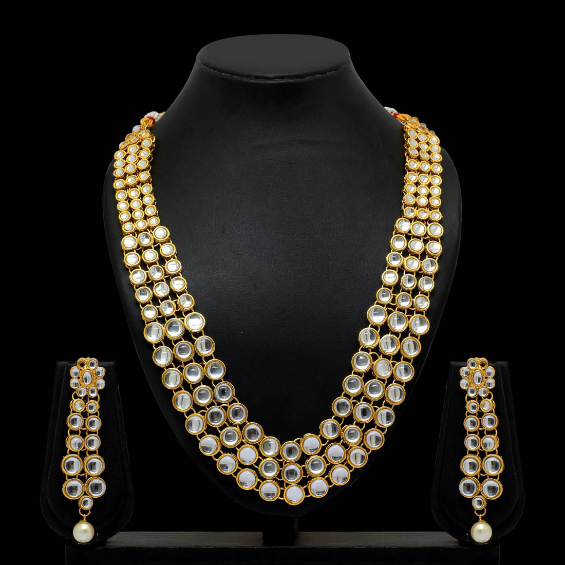 White Color Imitation Pearl Kundan Necklace With Earring (KN101WHT)