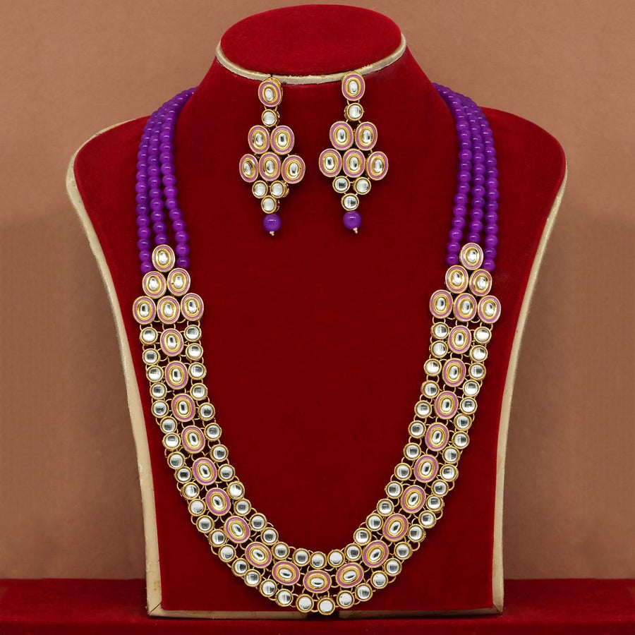 Purple Color Kundan Necklace Set (KN1020PRP)