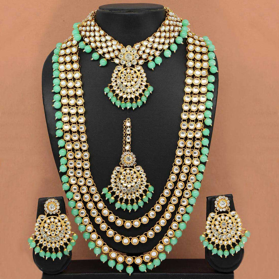Pista Green Color Kundan Necklace Set (KN1021PGRN)