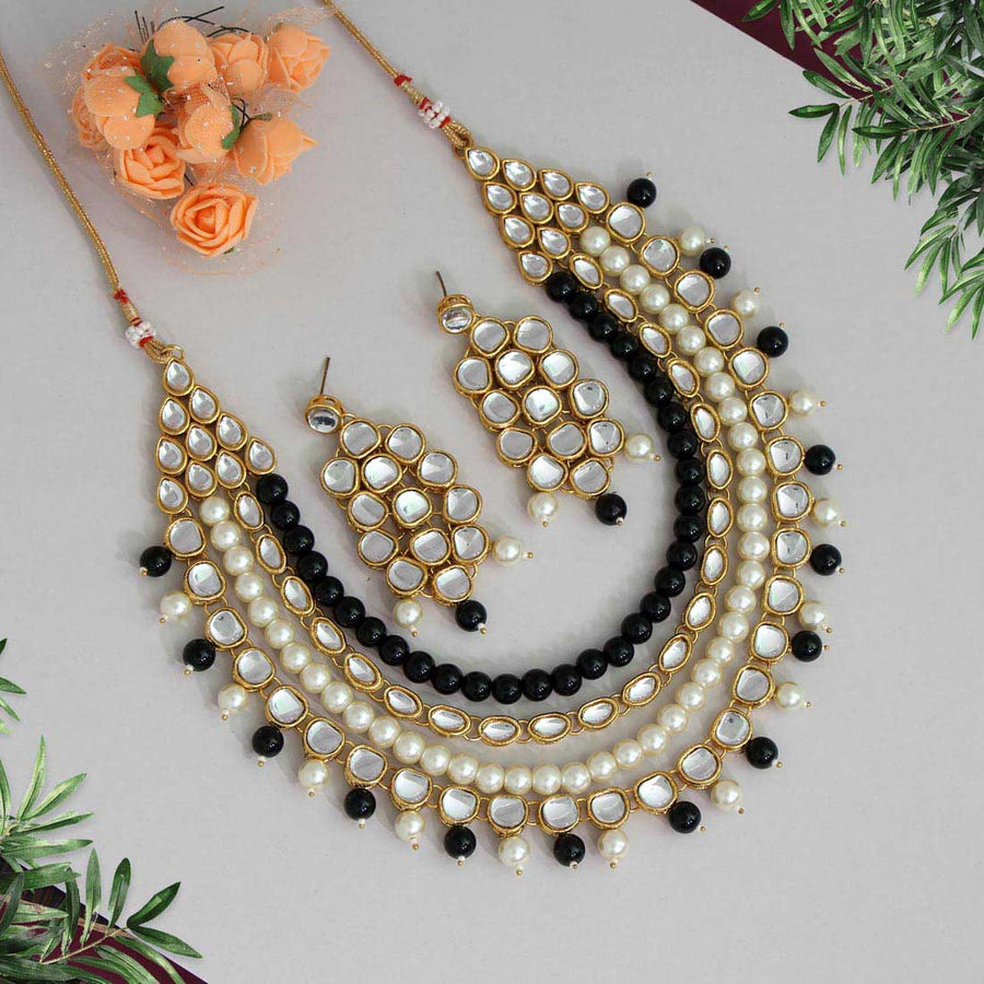 Black Color Kundan Necklace Set (KN1031BLK)